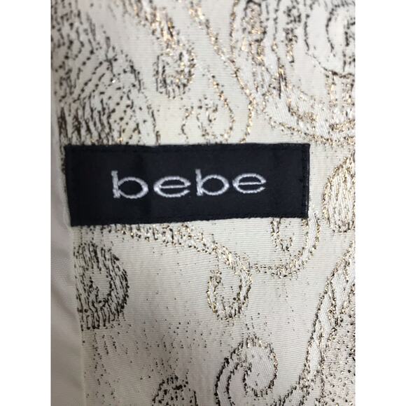 Bebe Jacket Blazer Single Breast Print Metallic Lined - Picture 11 of 11